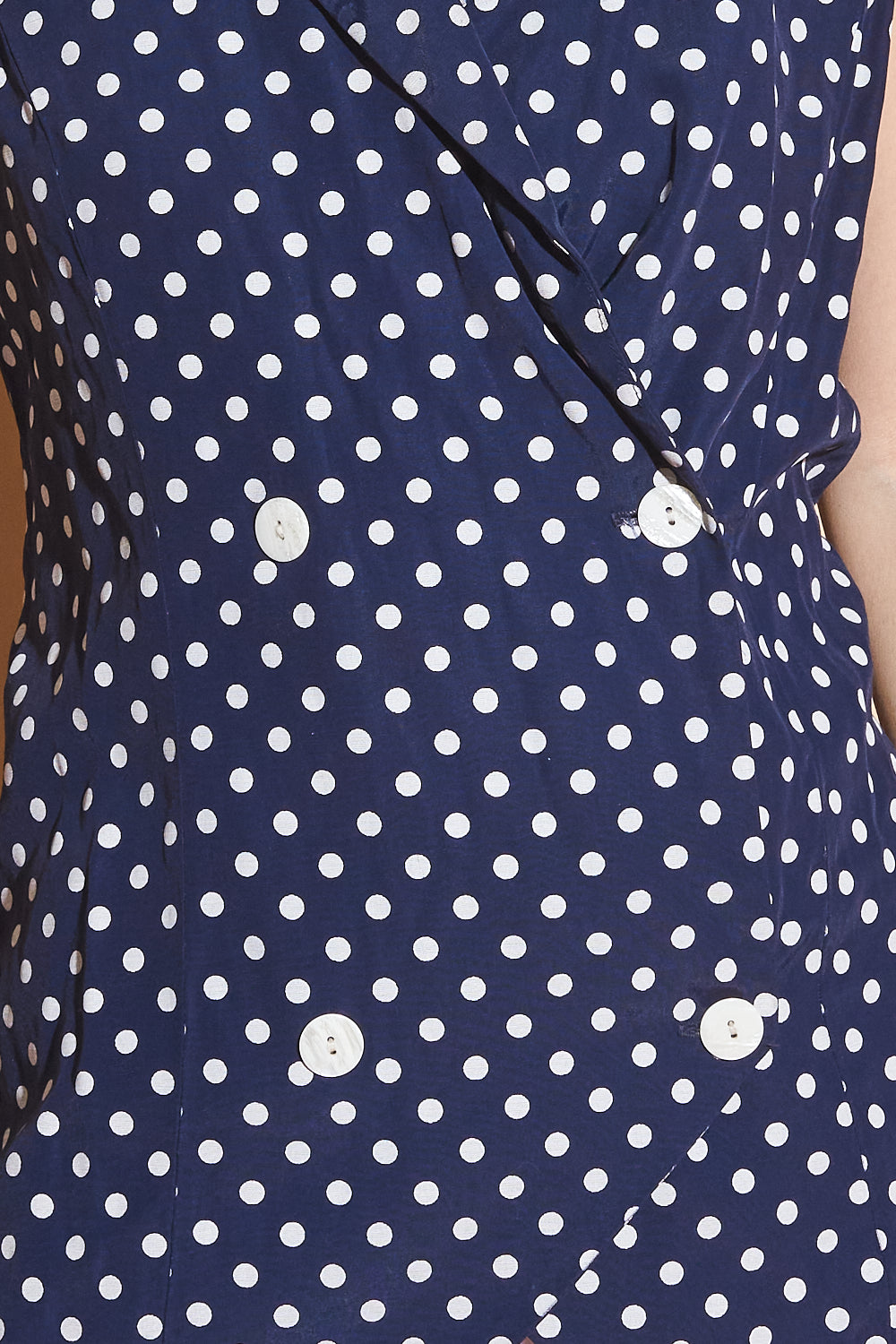 80's Navy Polka Dot Vest, Sz Medium