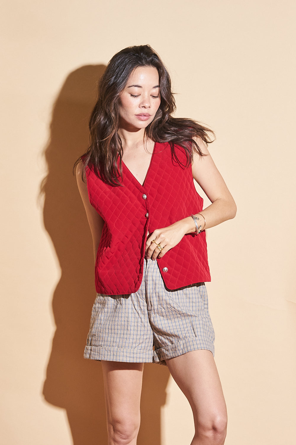 Red Quilted Vest, Sz Medium
