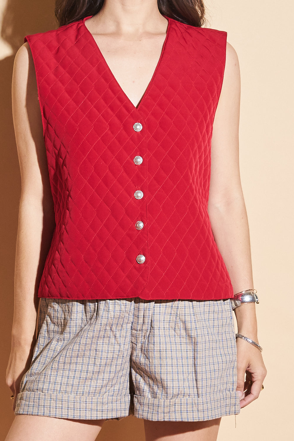 Red Quilted Vest, Sz Medium