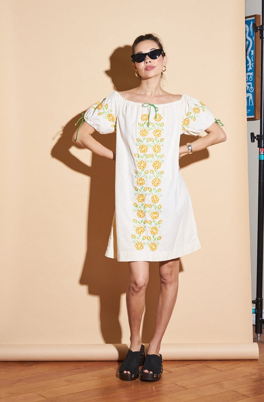 Embroidered Cotton Dress, Sz XS-Small