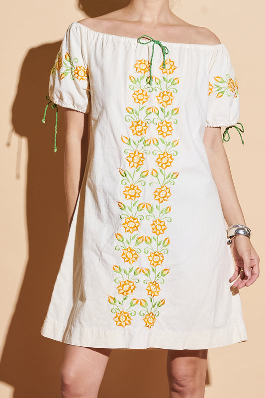 Embroidered Cotton Dress, Sz XS-Small