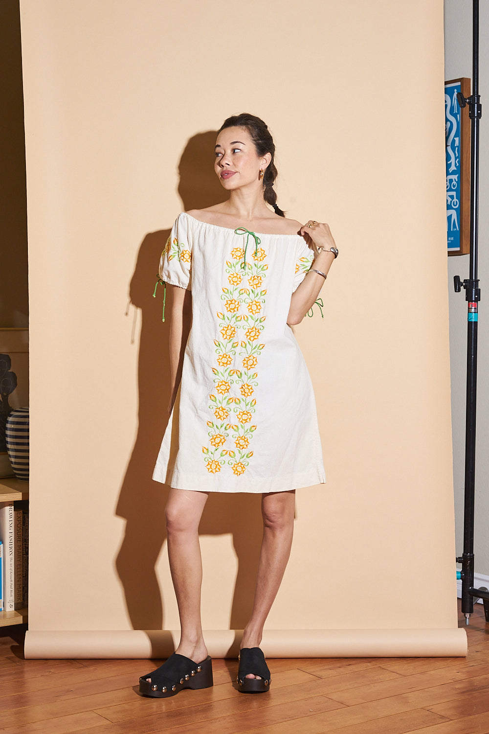 Embroidered Cotton Dress, Sz XS-Small