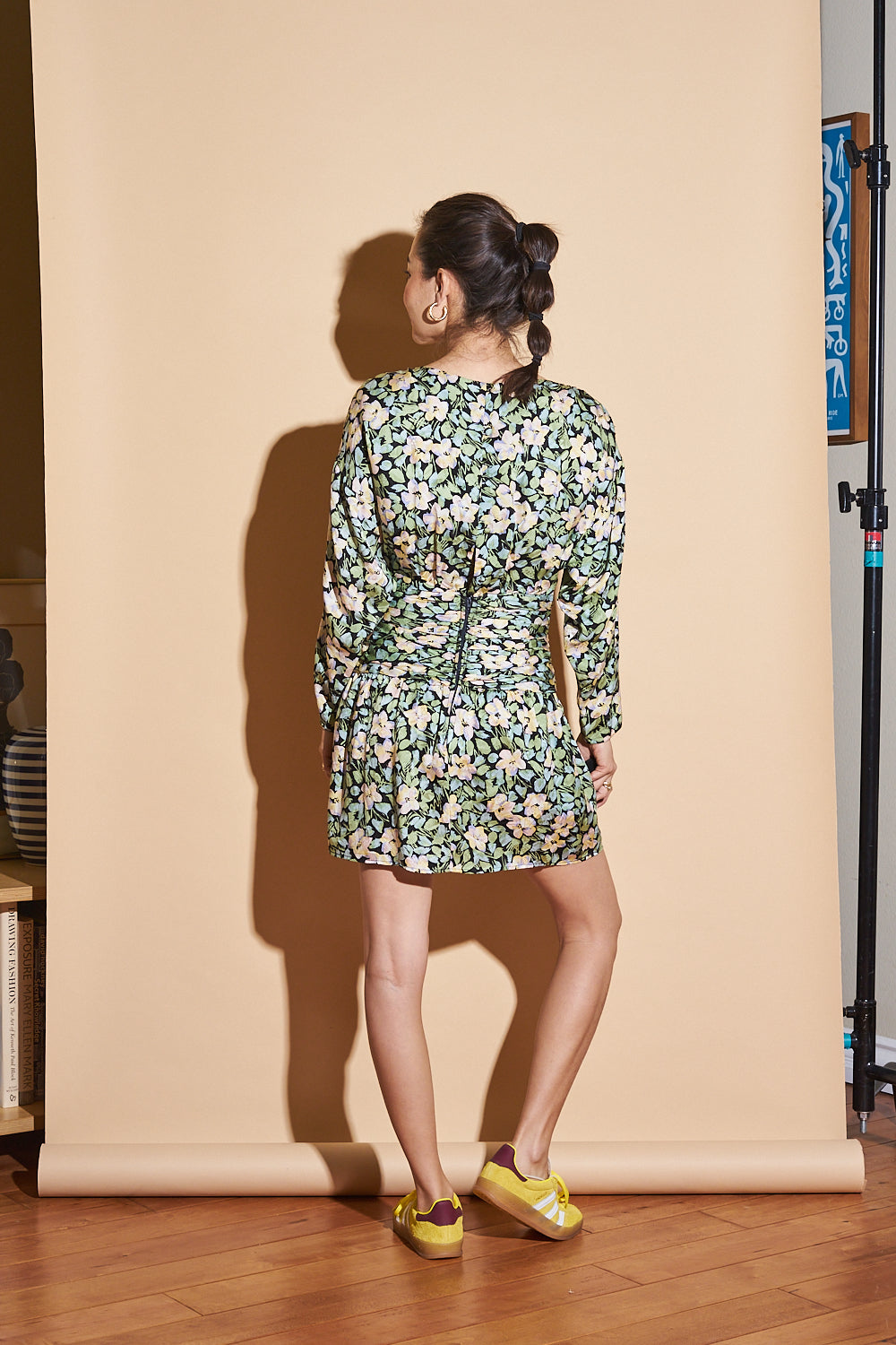 80's Reworked Silk Floral Mini Dress, Sz XS/S