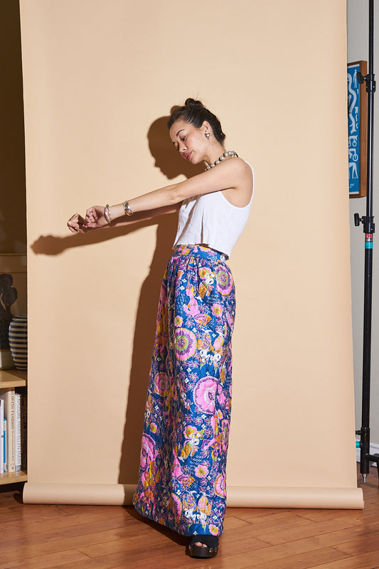 Vintage Handmade Quilted Maxi Skirt, Sz 24"