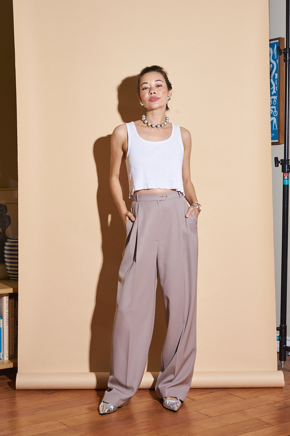 Vintage Gucci Taupe Trouser, Sz 27"