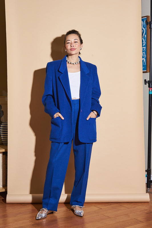 Cobalt Wool Suit, Sz Medium