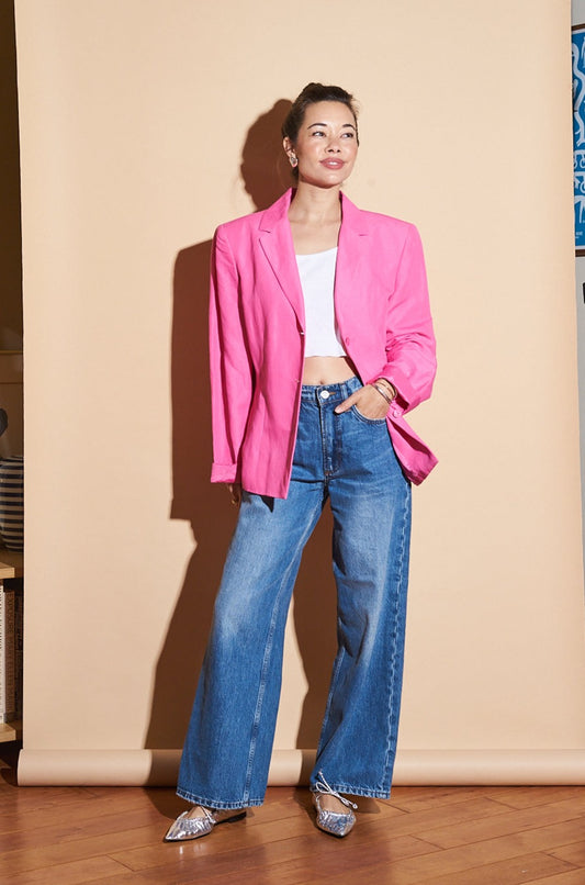 Vintage Bubblegum Pink Blazer, Sz Large