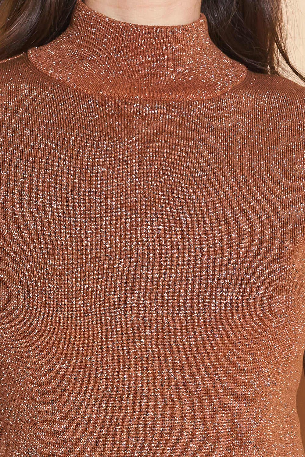 Pre-loved Copper Metallic Mock Neck Top, Sz Small