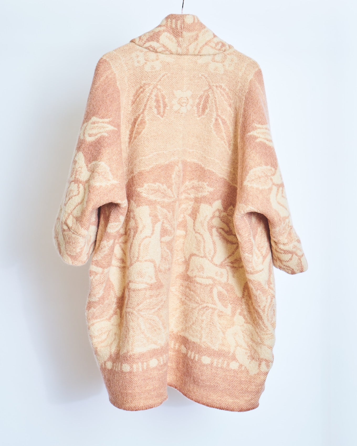 Moana Vintage Repurposed Peach Floral Kimono Blanket Coat