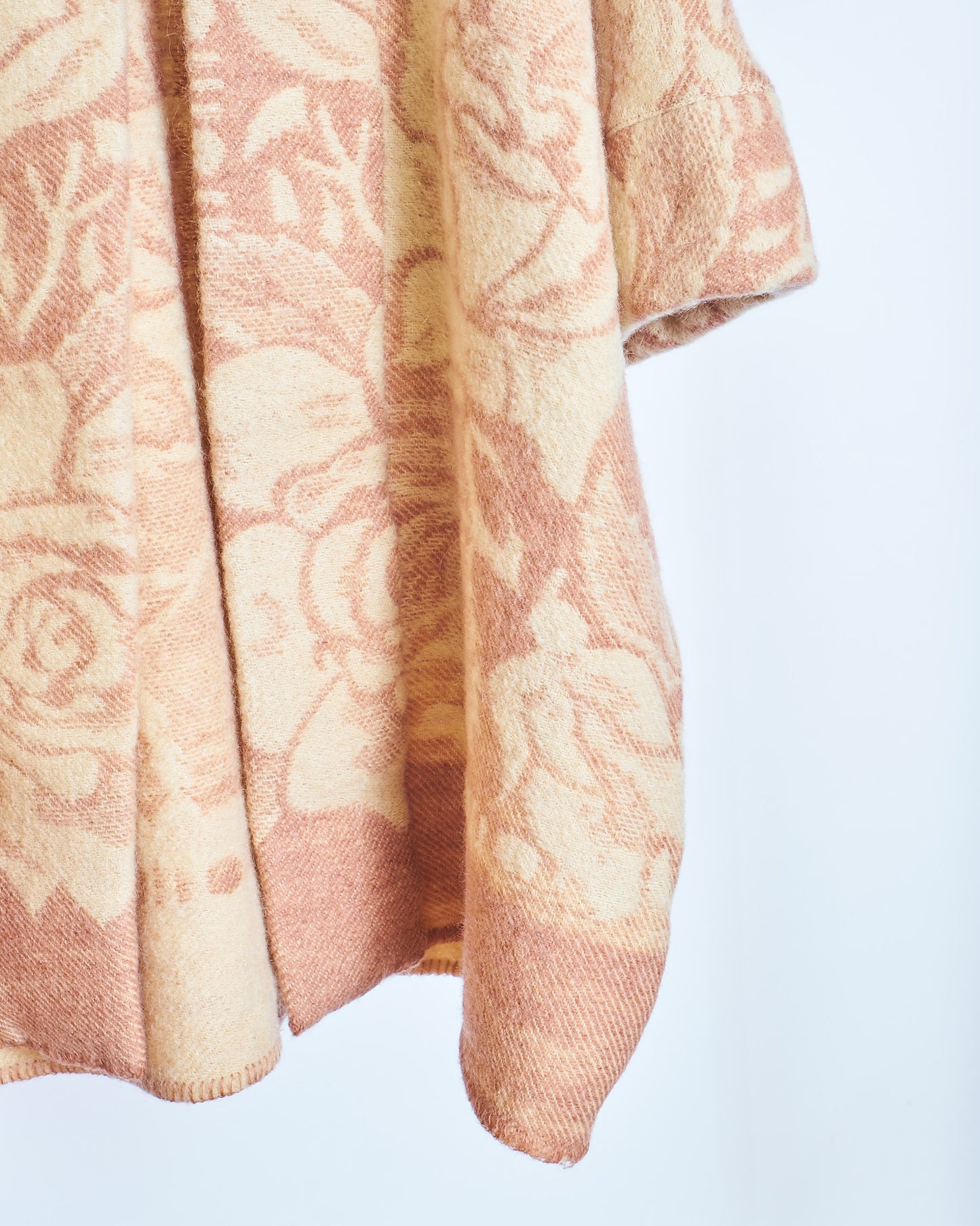 Moana Vintage Repurposed Peach Floral Kimono Blanket Coat