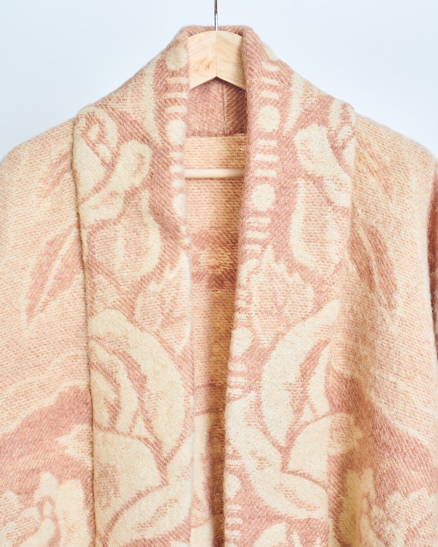 Moana Vintage Repurposed Peach Floral Kimono Blanket Coat