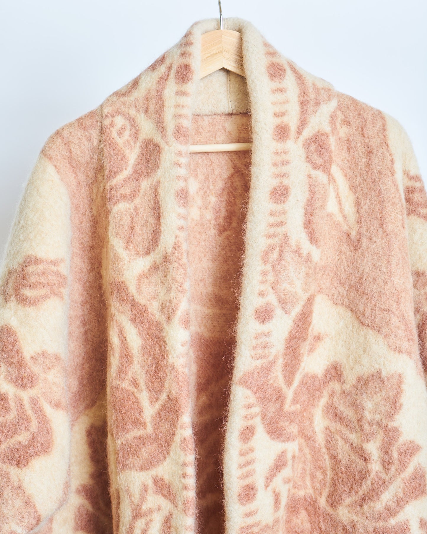 Moana Vintage Repurposed Mauve Floral Kimono Blanket Coat