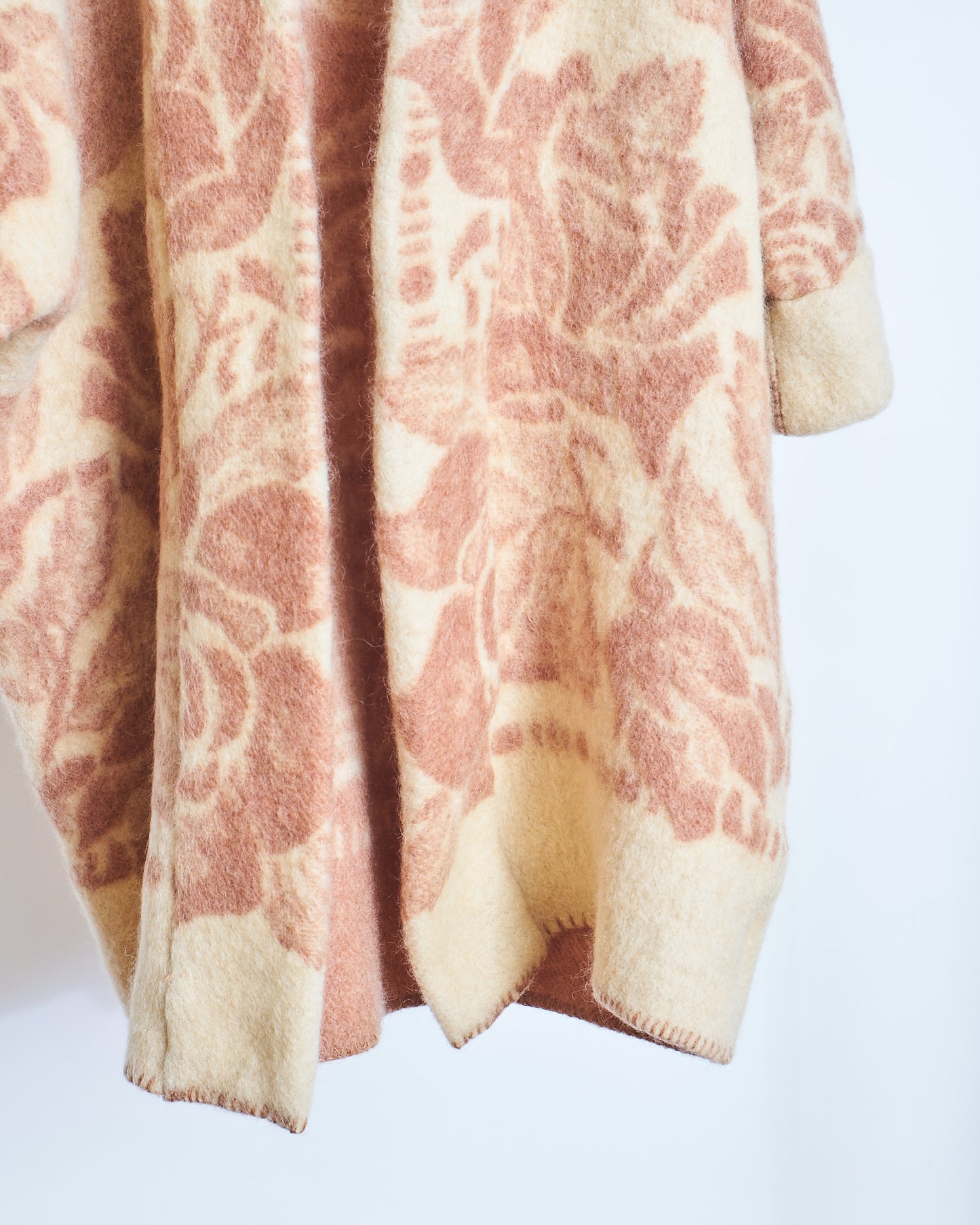 Moana Vintage Repurposed Mauve Floral Kimono Blanket Coat
