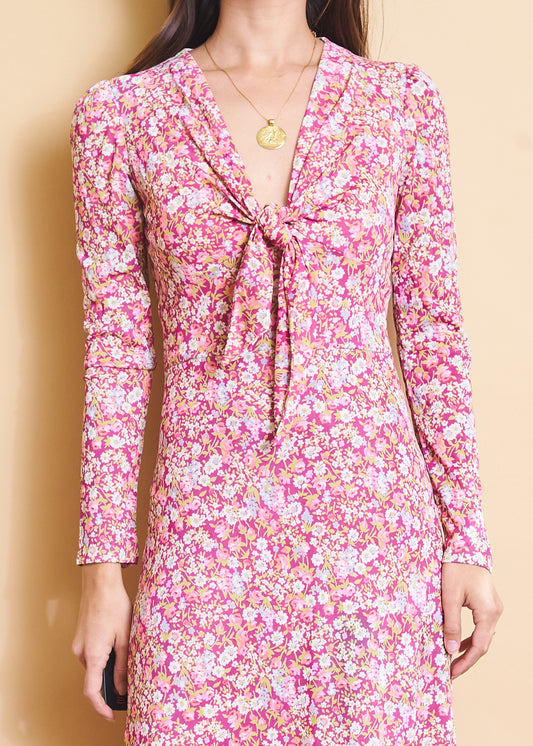 Floral Knot Front Maxi Dress, Sz XS