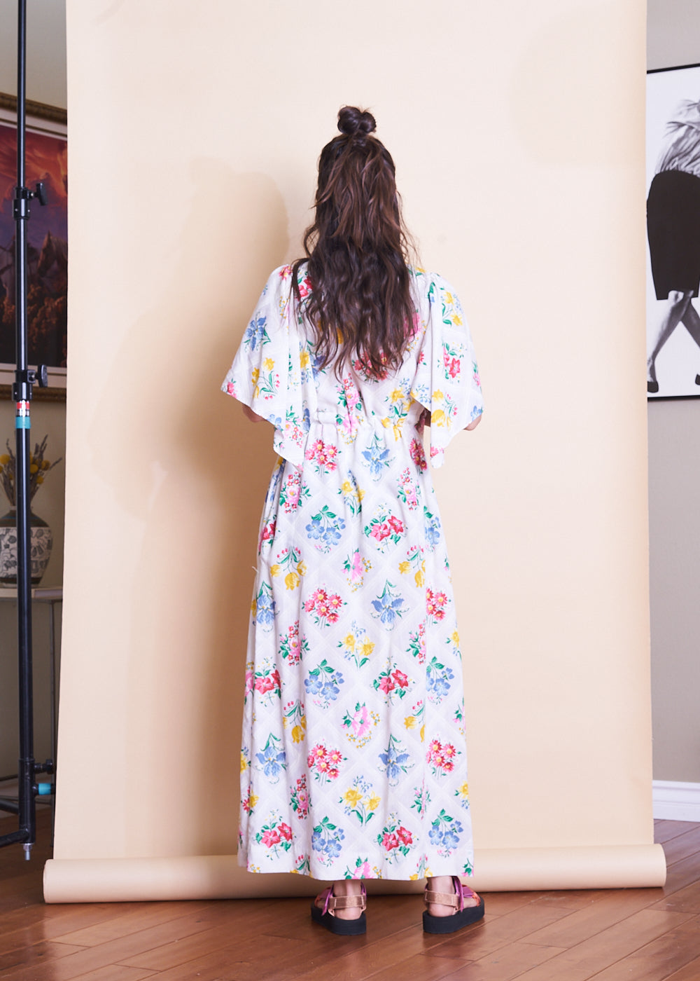 Floral Flutter Sleeve Maxi Dress, Sz XS-Small