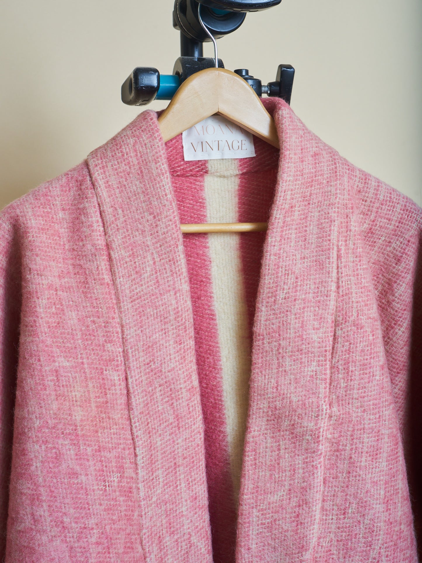 Moana Vintage Repurposed Pink Stripe Kimono Blanket Coat