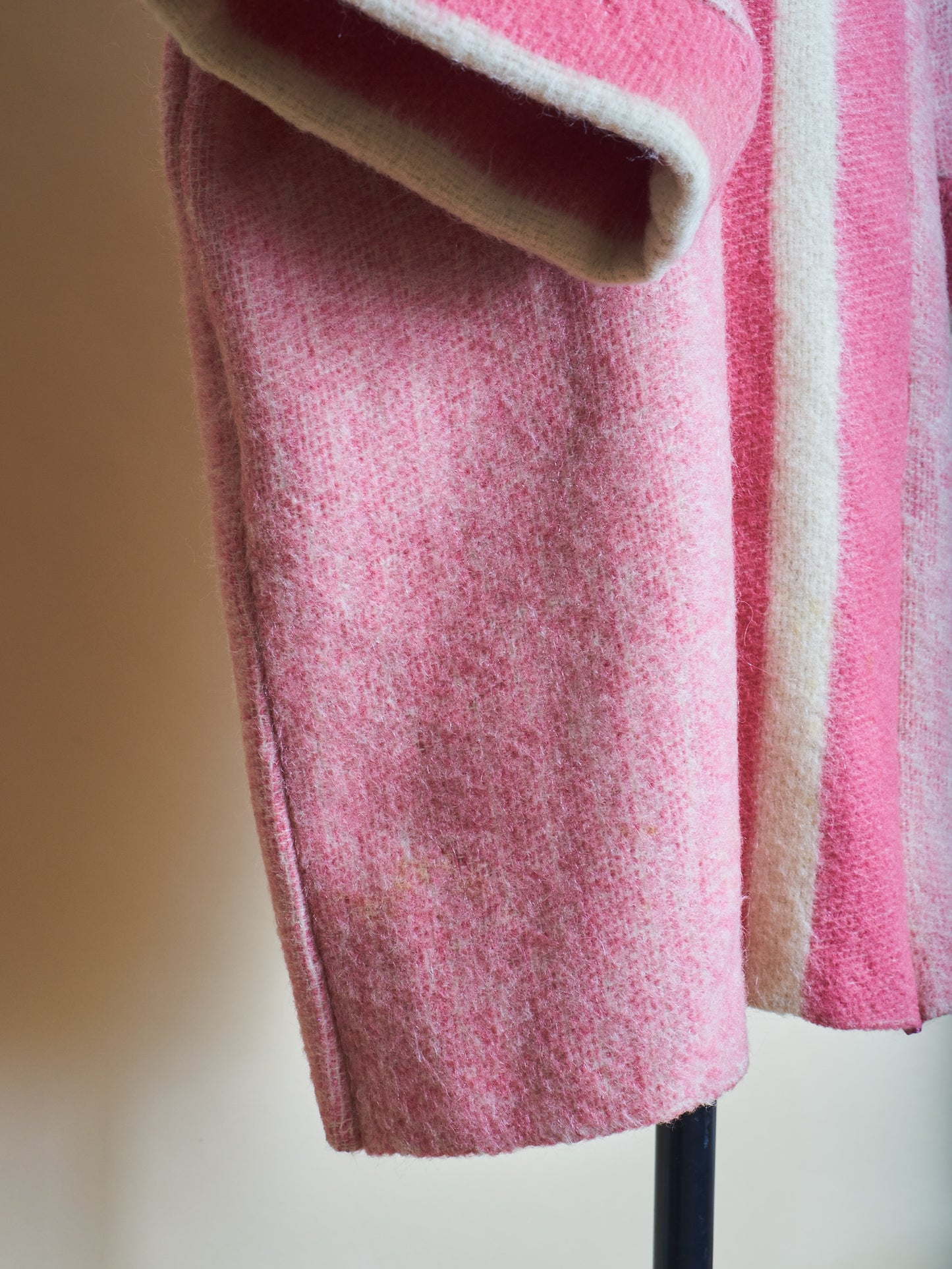 Moana Vintage Repurposed Pink Stripe Kimono Blanket Coat