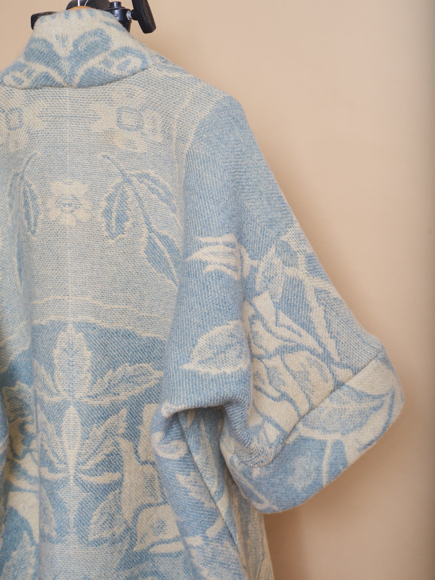 Moana Vintage Repurposed Blue Floral Kimono Blanket Coat