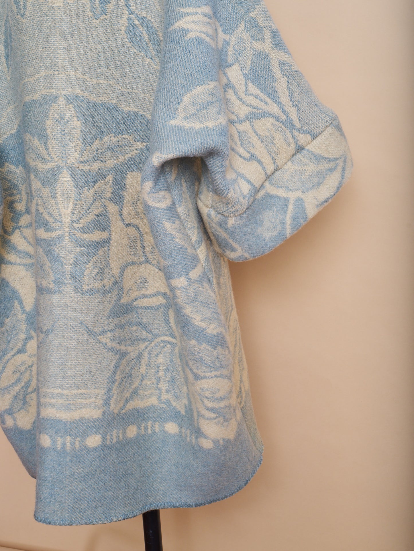 Moana Vintage Repurposed Blue Floral Kimono Blanket Coat