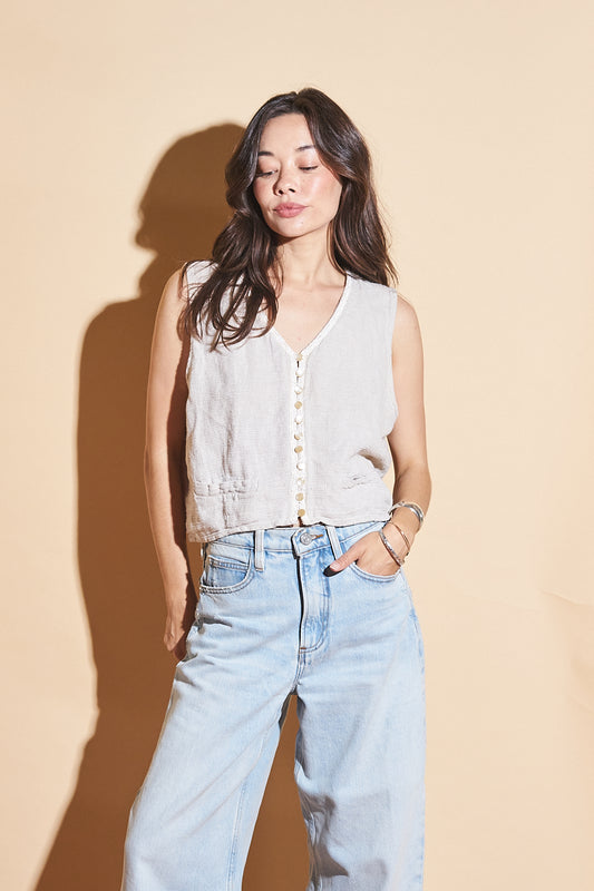 Vintage Oatmeal Vest, Sz Large