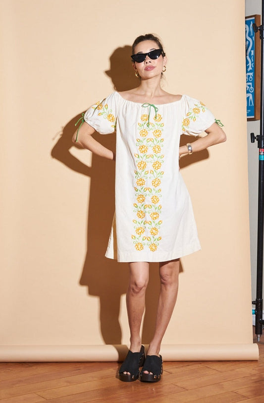 Embroidered Cotton Dress, Sz XS-Small