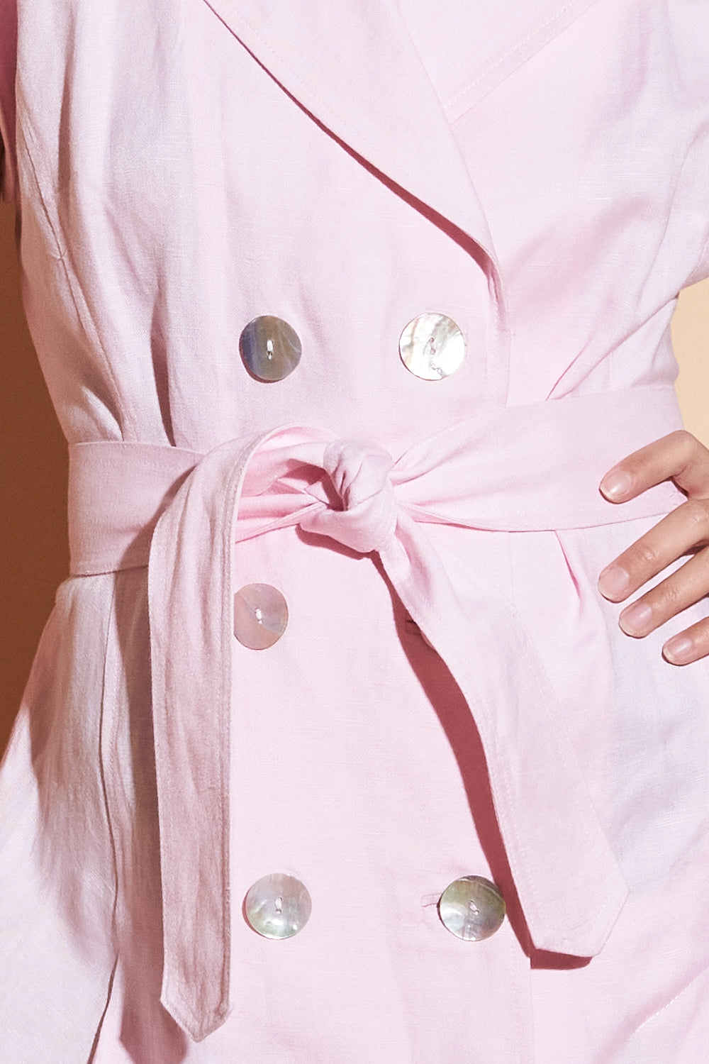 Baby Pink Linen Dress, Sz Medium
