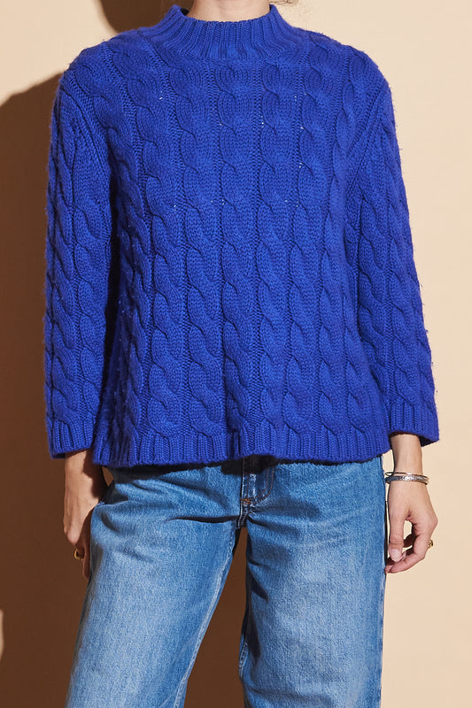 Pre-loved Cobalt Blue Cable Knit Sweater, Sz XS/S