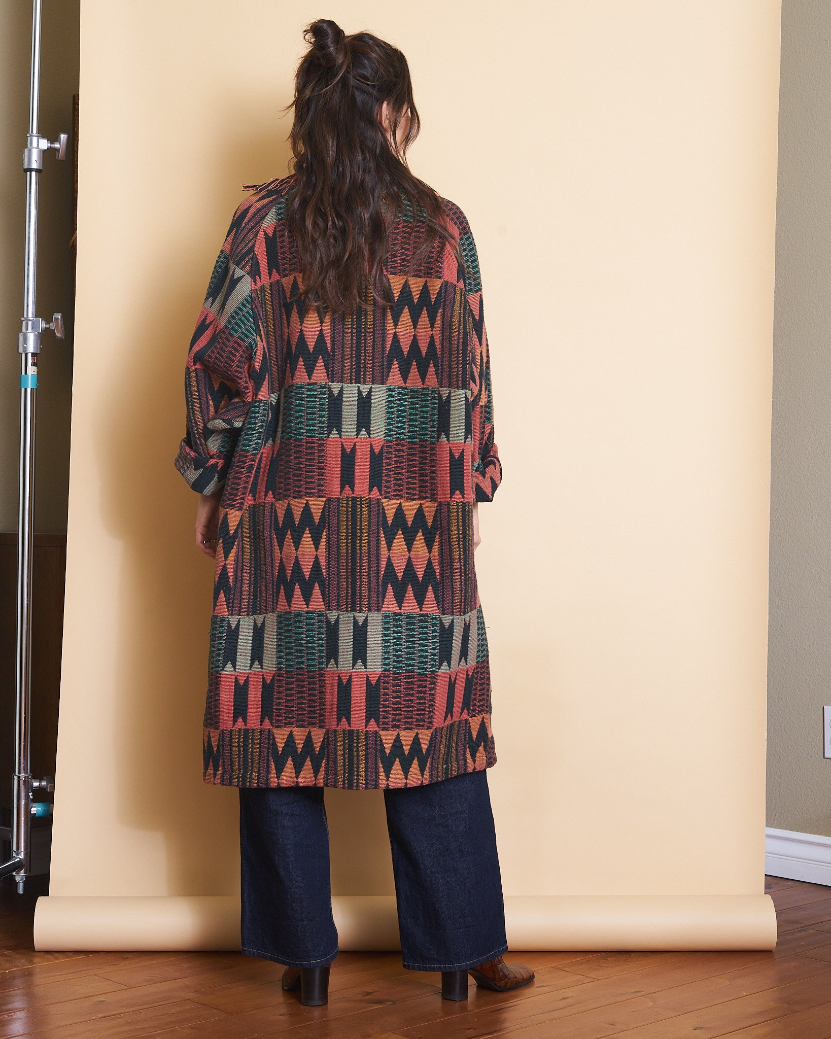 Tapestry Fringe Coat, Sz Medium