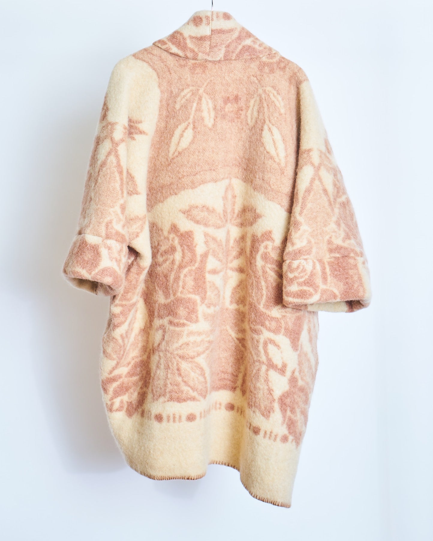 Moana Vintage Repurposed Mauve Floral Kimono Blanket Coat