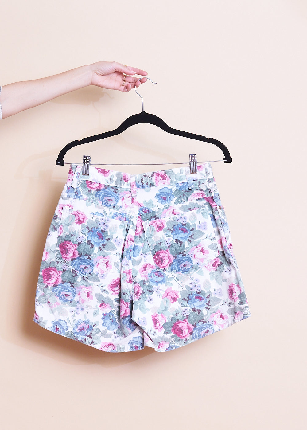 Floral Denim Shorts, Sz 28"