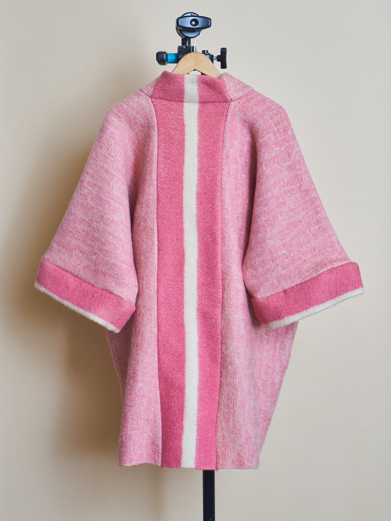 Moana Vintage Repurposed Pink Stripe Kimono Blanket Coat